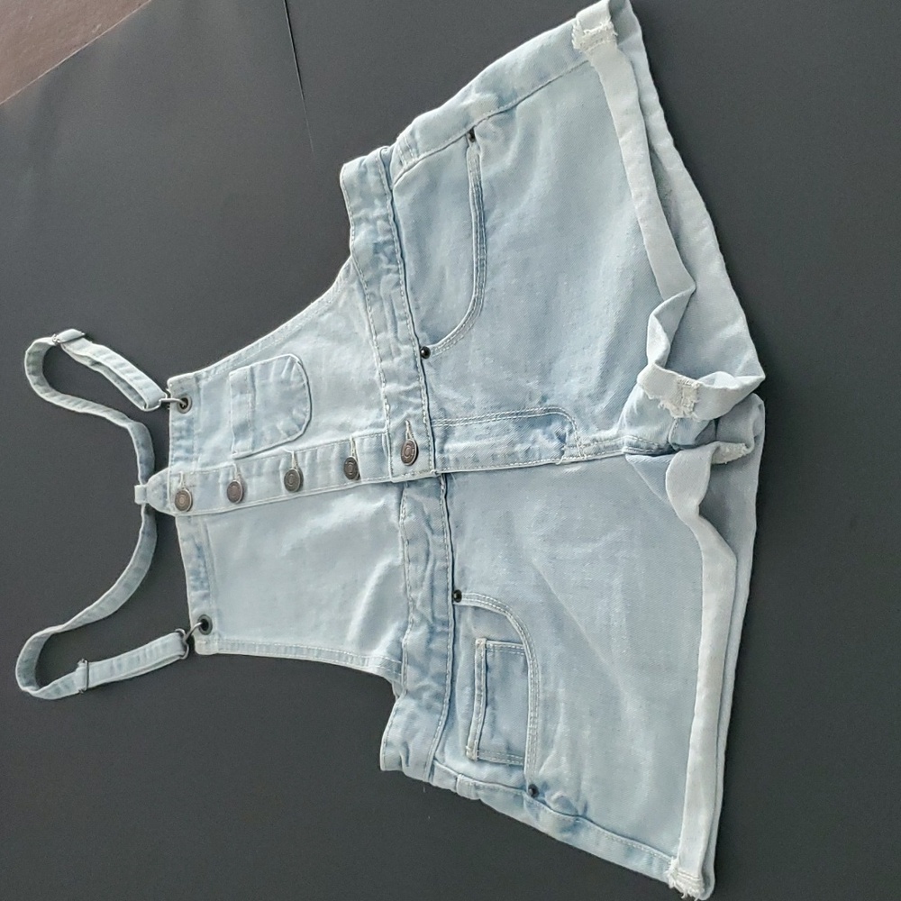 Forever 21 Overall Shorts Light Blue Denim Size S
